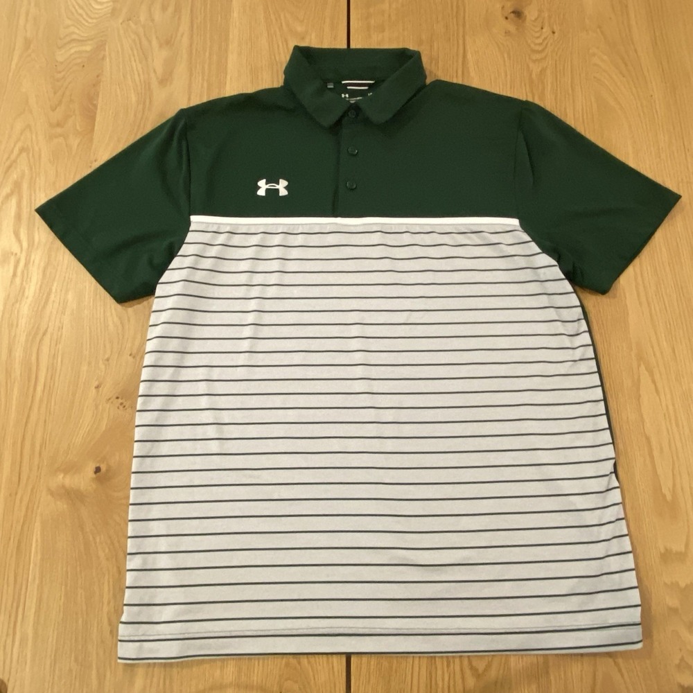 Under Armour Performance Polo‎ Shirt Large Men's Striped Mix Up UA Heatgear